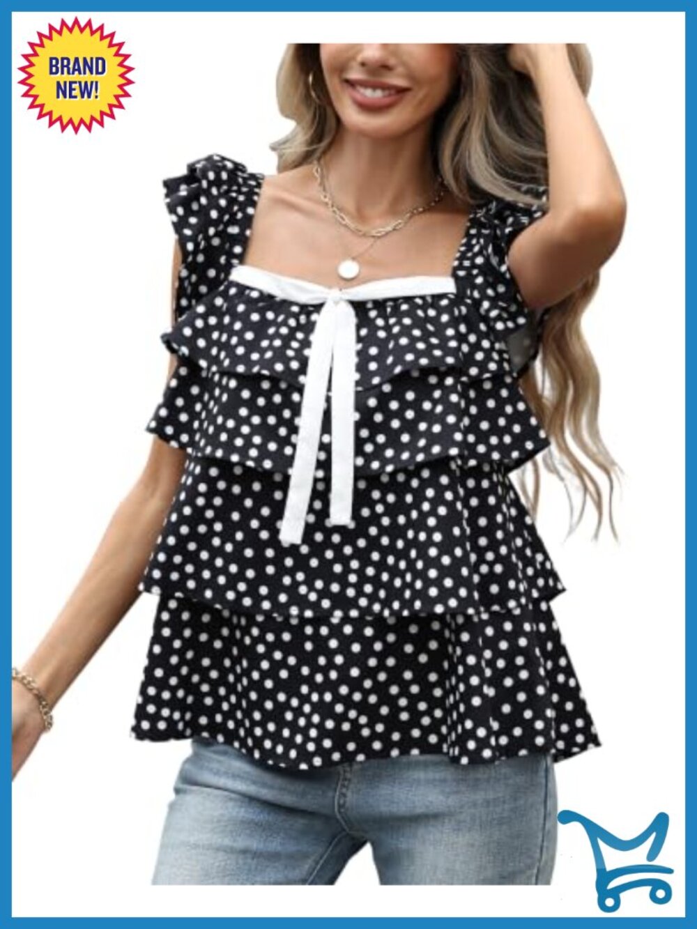CUFEZN Ruffle Babydoll Tank Top Square Neck Peplum Sleeveless Summer